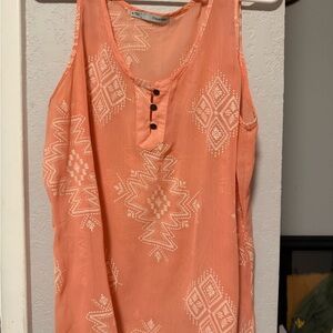 Maurices Coral Tank Top with White Pattern